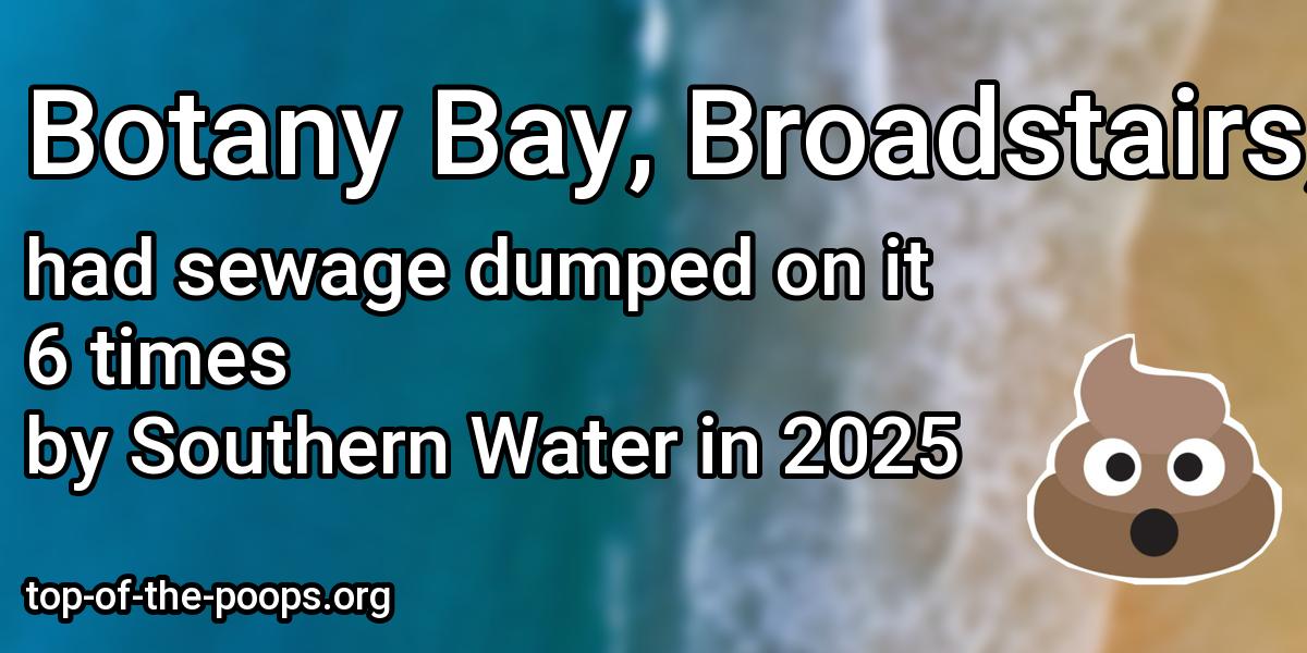 Sewage pollution at Botany Bay, Broadstairs; Broadstairs, Stone Bay; Joss Bay, Broadstairs; Margate Fulsam Rock; Margate The Bay; Walpole Bay, Margate