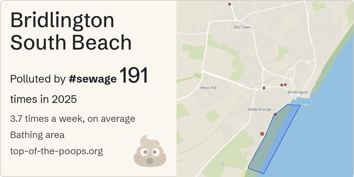 Sewage pollution map of Bridlington South Beach