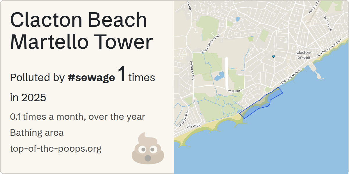 Sewage pollution map of Clacton Beach Martello Tower
