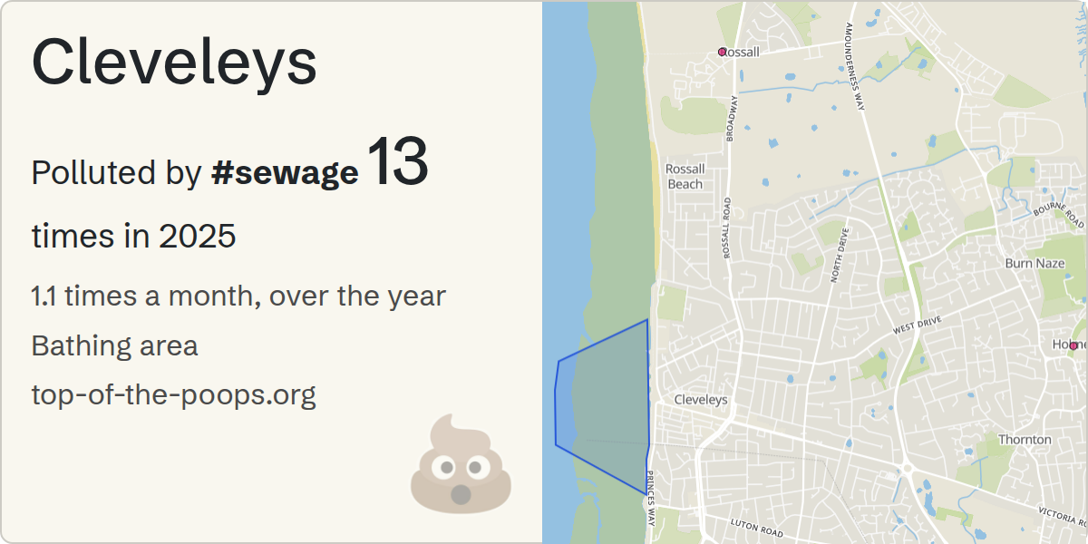 Sewage pollution map of Cleveleys