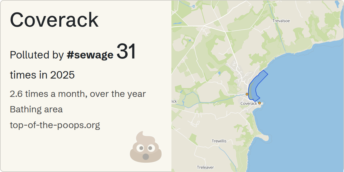 Sewage pollution map of Coverack