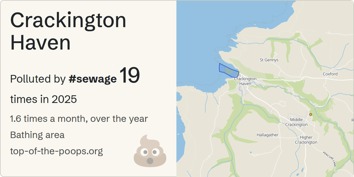 Sewage pollution map of Crackington Haven