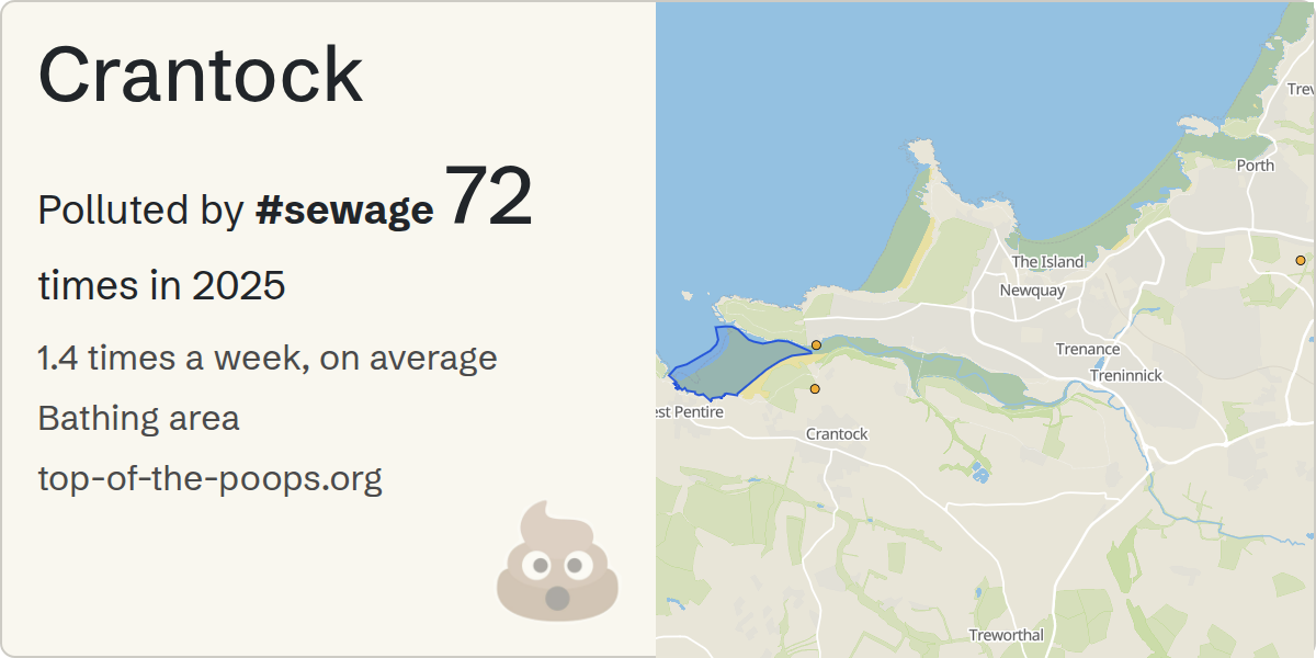 Sewage pollution map of Crantock