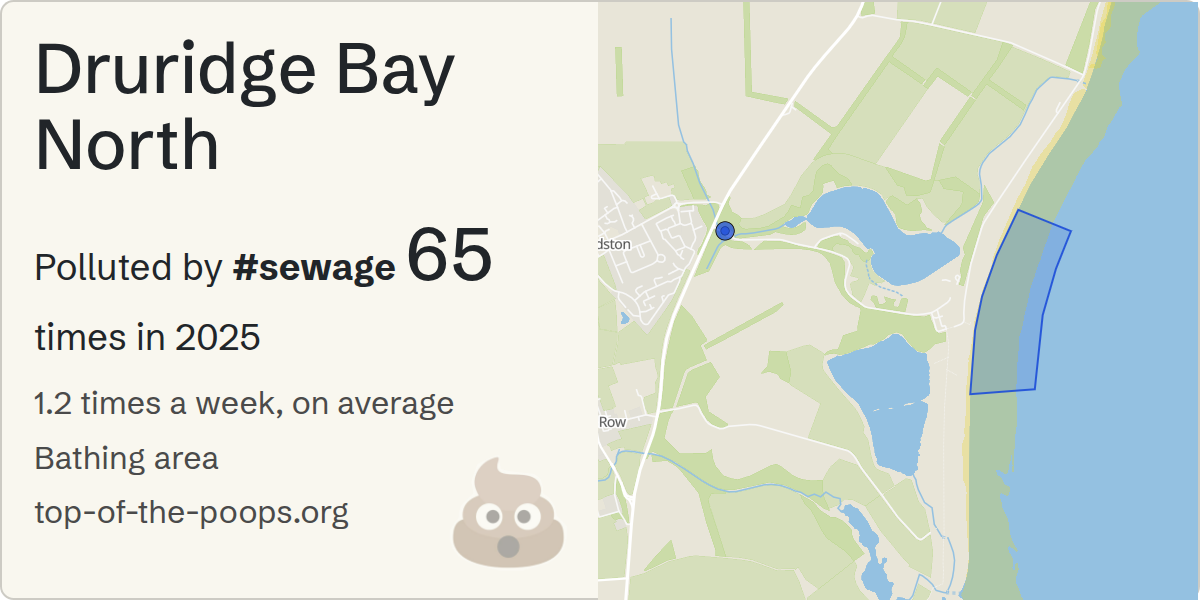 Sewage pollution map of Druridge Bay North