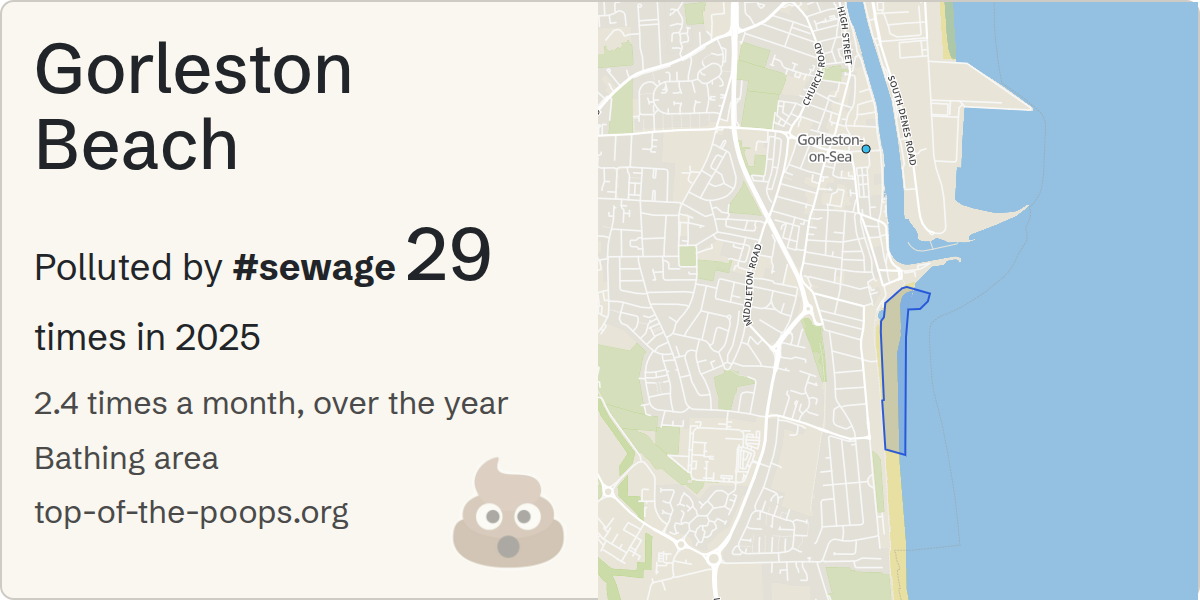 Sewage pollution map of Gorleston Beach