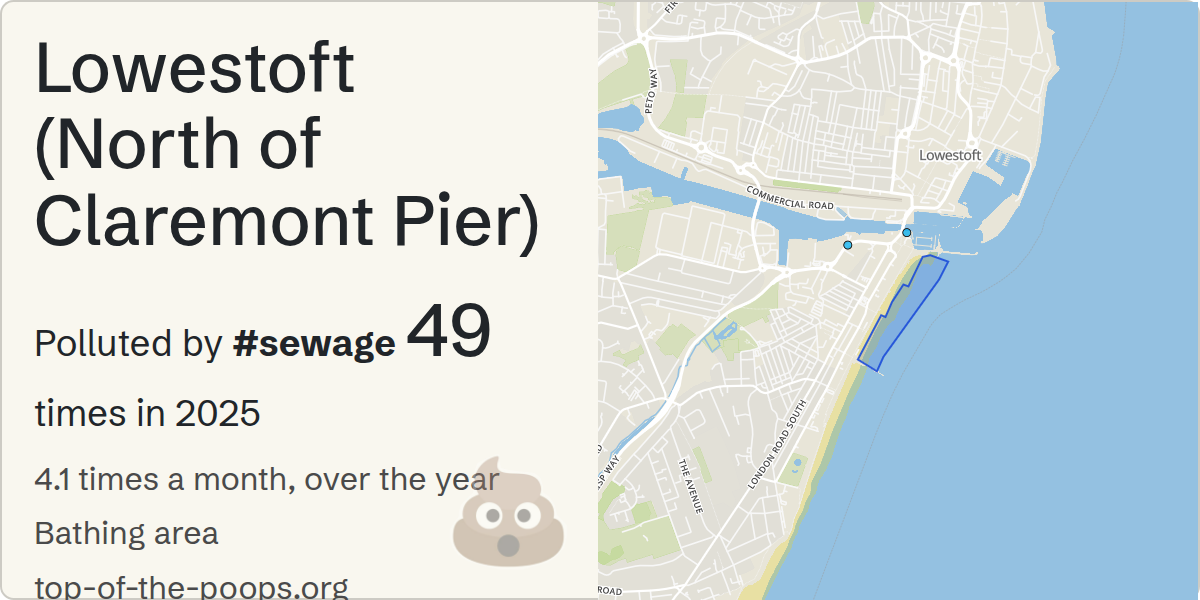Sewage pollution map of Lowestoft (North of Claremont Pier)
