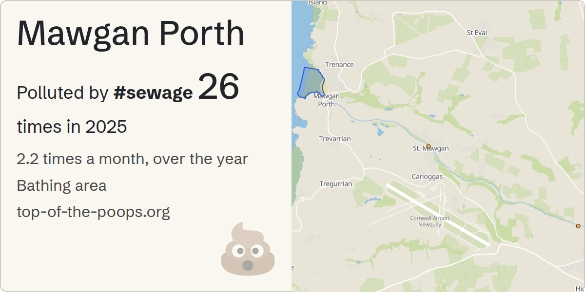 Sewage pollution map of Mawgan Porth