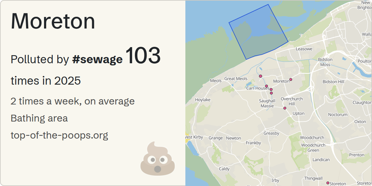 Sewage pollution map of Moreton