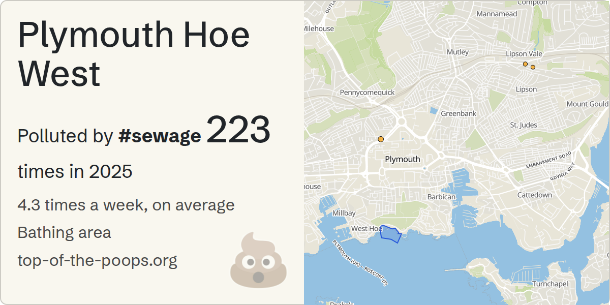 Sewage pollution map of Plymouth Hoe West