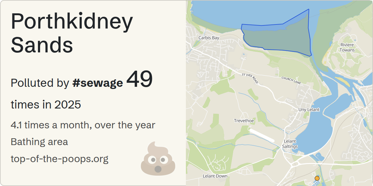 Sewage pollution map of Porthkidney Sands
