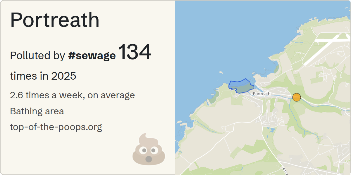 Sewage pollution map of Portreath