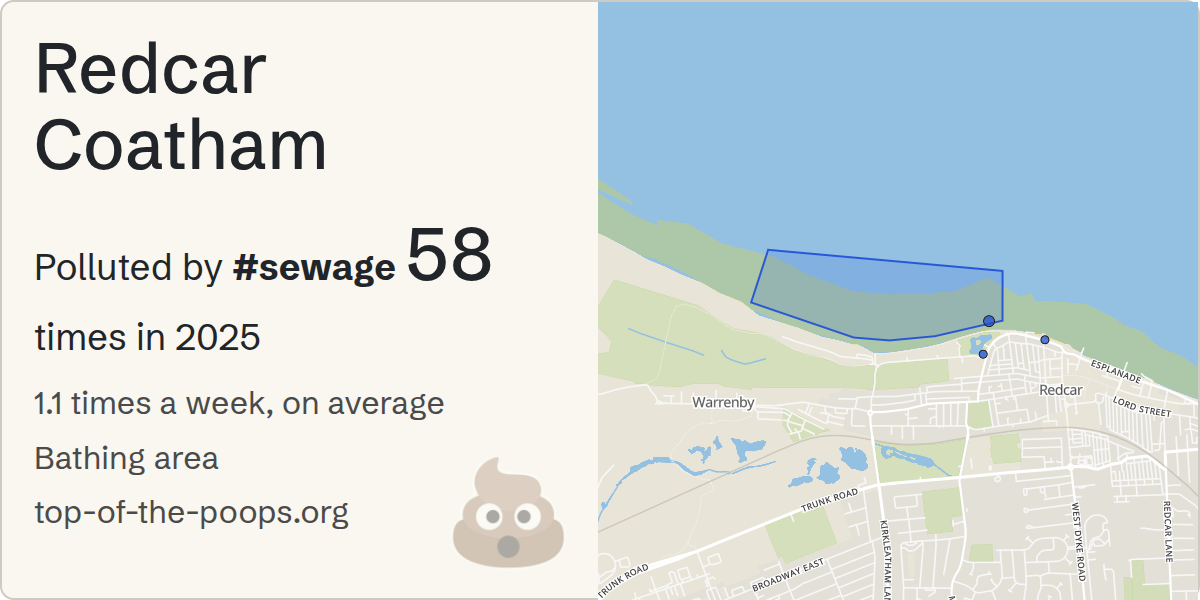 Sewage pollution map of Redcar Coatham