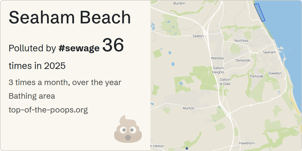 Sewage pollution map of Seaham Beach