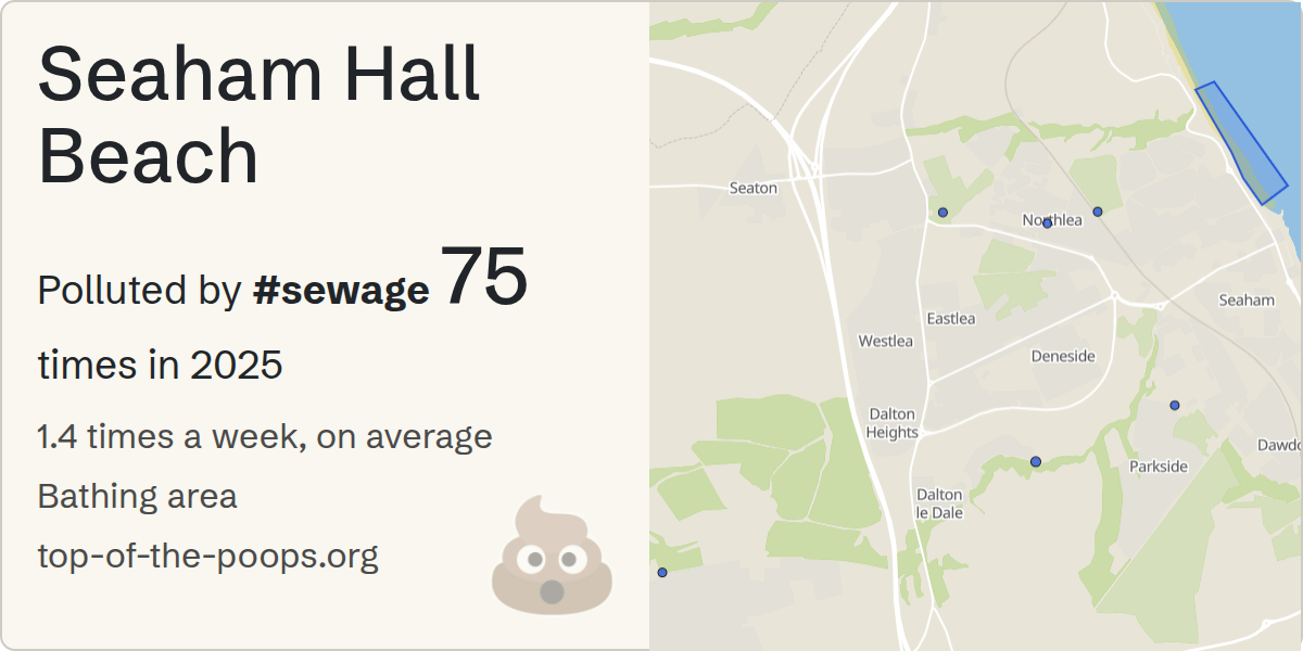 Sewage pollution map of Seaham Hall Beach