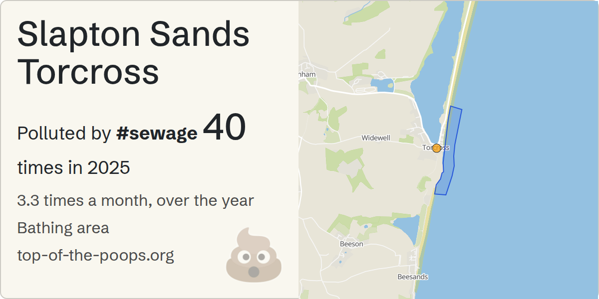 Sewage pollution map of Slapton Sands Torcross