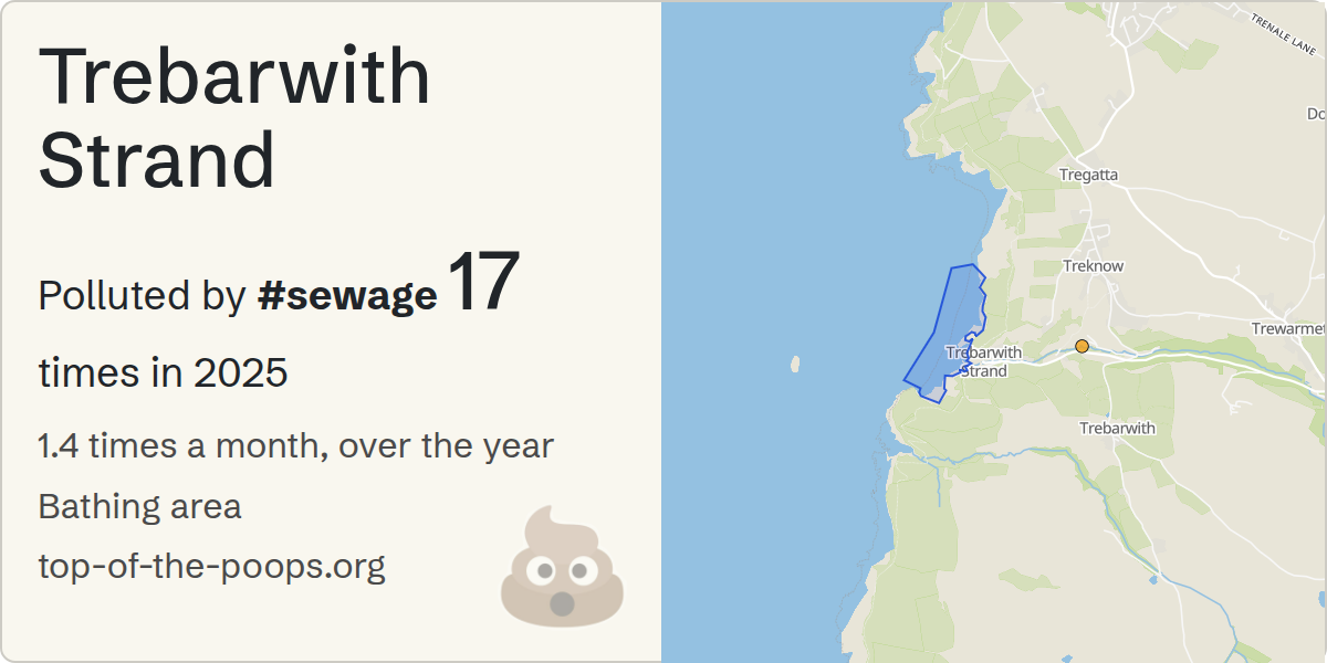 Sewage pollution map of Trebarwith Strand