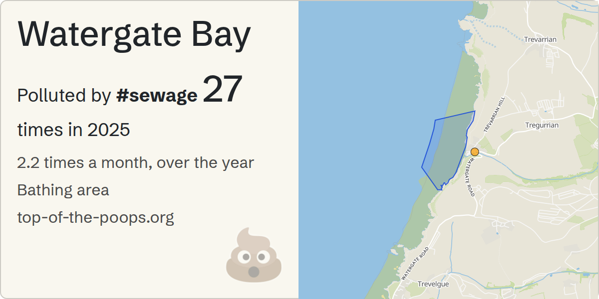 Sewage pollution map of Watergate Bay