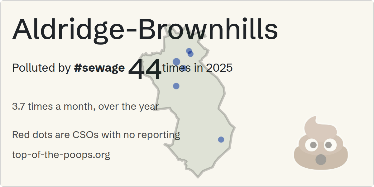 Sewage pollution map of Aldridge-Brownhills, the constituency containing the Unknown storm overflow