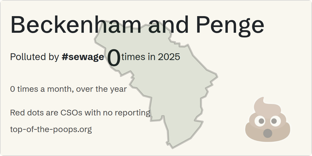 Sewage pollution map of Beckenham and Penge