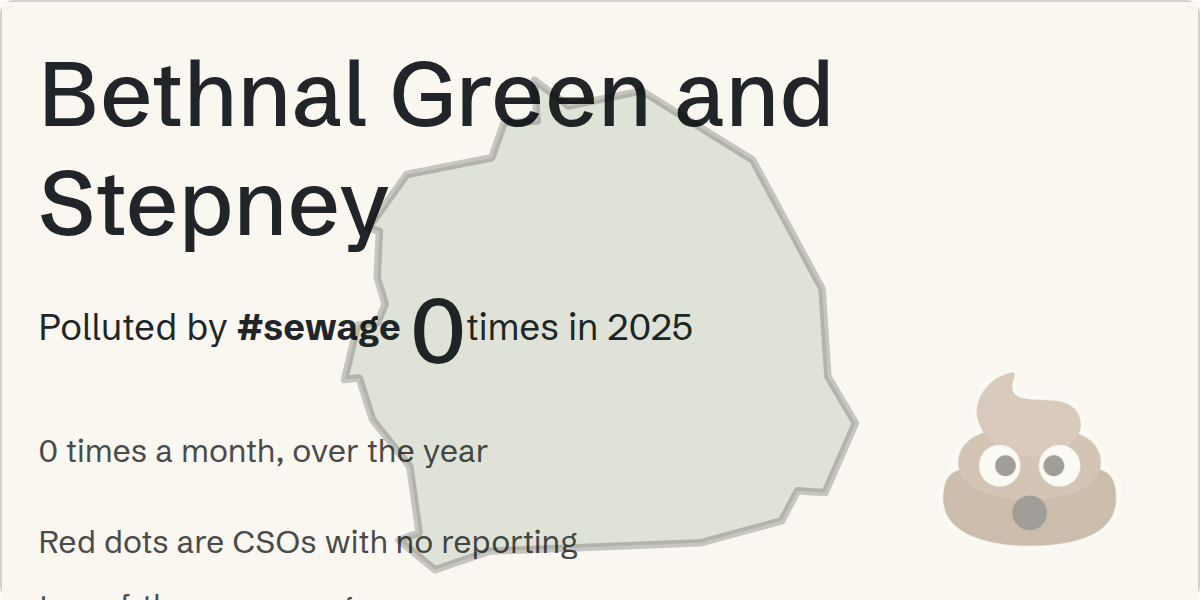 Sewage pollution map of Bethnal Green and Stepney
