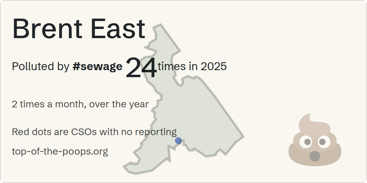 Sewage pollution map of Brent East, the constituency containing the Garden way storm overflow