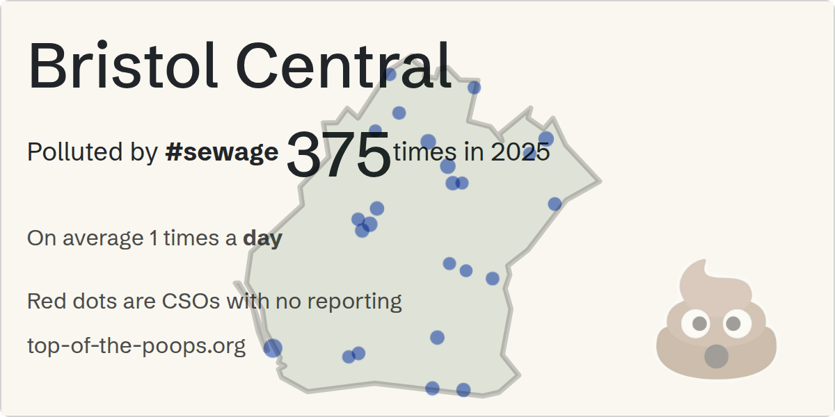 Sewage pollution map of Bristol Central, the constituency containing the BRISTOL CUMBERLAND ROAD OLD GAOL SIPHON storm overflow
