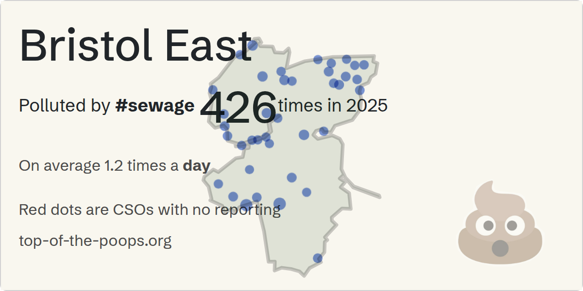 Sewage pollution map of Bristol East, the constituency containing the BRISTOL MAXSE ROAD JUNCTION MARSTON ROAD storm overflow
