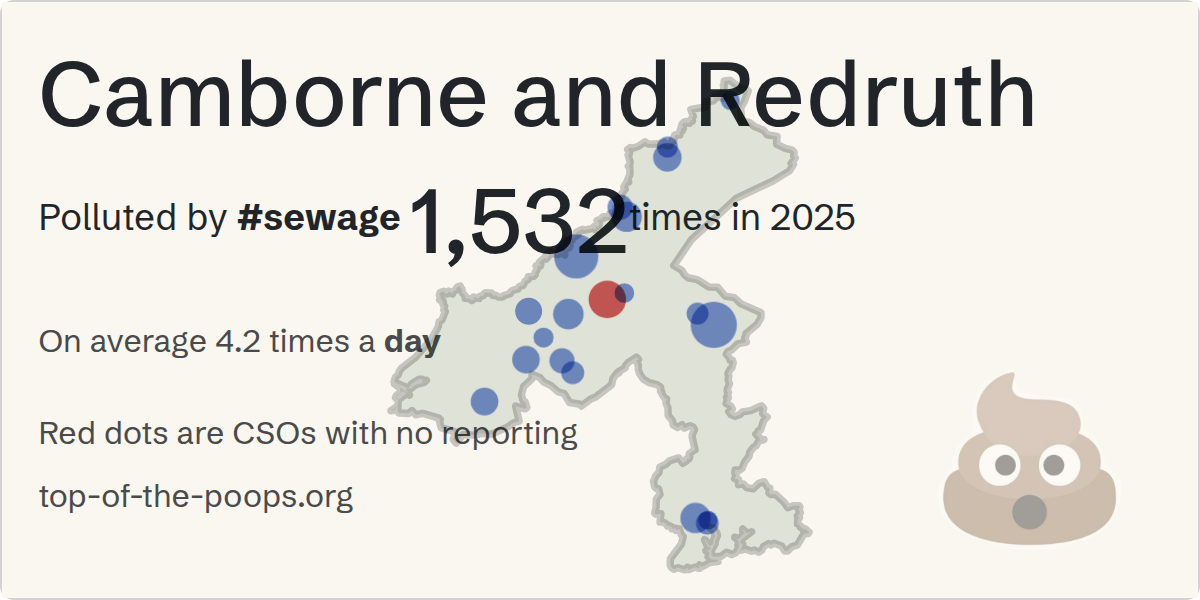 Sewage pollution map of Camborne and Redruth, the constituency containing the PHILLACK_CSO_HAYLE storm overflow