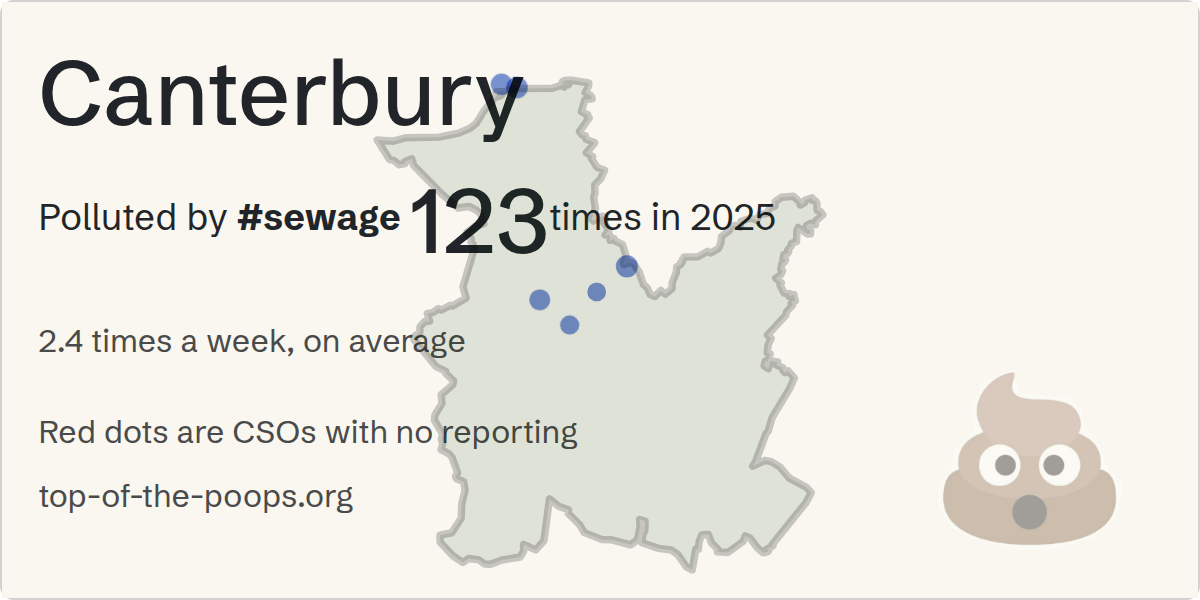 Sewage pollution map of Canterbury, the constituency containing the NORTHWOOD ROAD WHITSTABLE NO X CSO - 102252 storm overflow