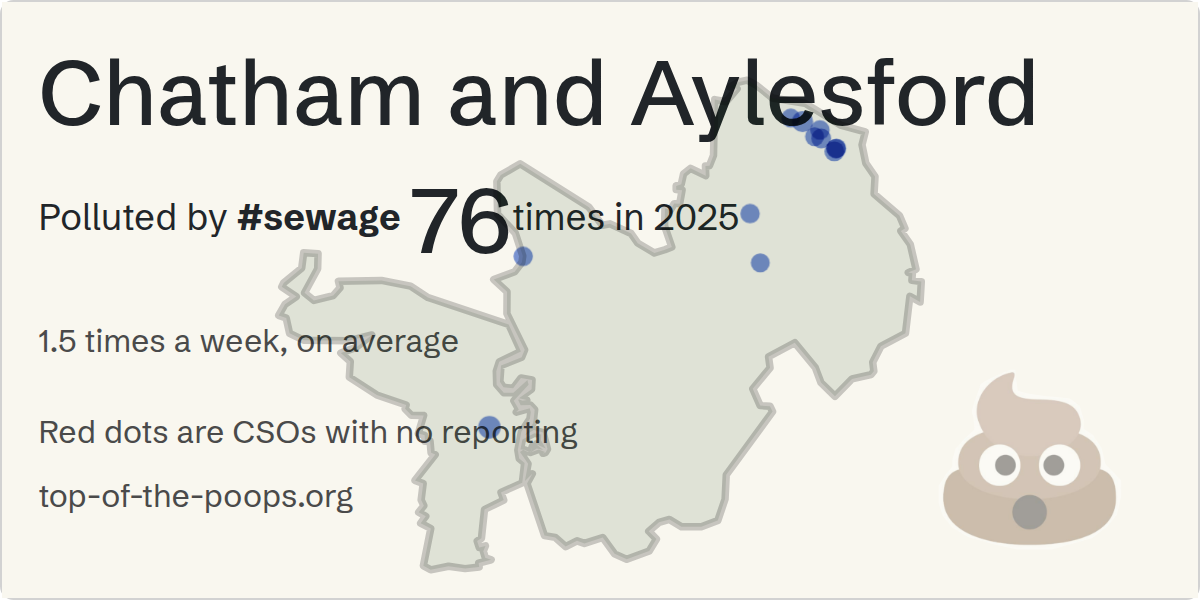 Sewage pollution map of Chatham and Aylesford, the constituency containing the CONCORD AVENUE CHATHAM CSO - 108615 storm overflow