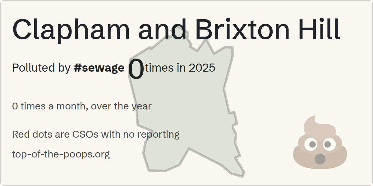 Sewage pollution map of Clapham and Brixton Hill