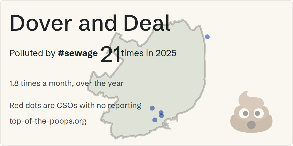 Sewage pollution map of Dover and Deal, the constituency containing the GOLF ROAD DEAL CSO - 110209 storm overflow