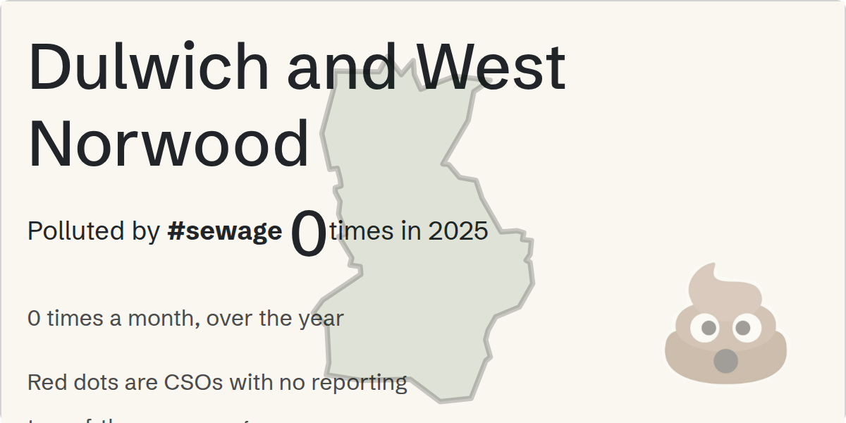 Sewage pollution map of Dulwich and West Norwood