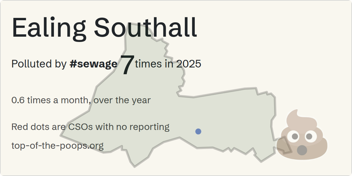 Sewage pollution map of Ealing Southall, the constituency containing the Hanger lane storm overflow