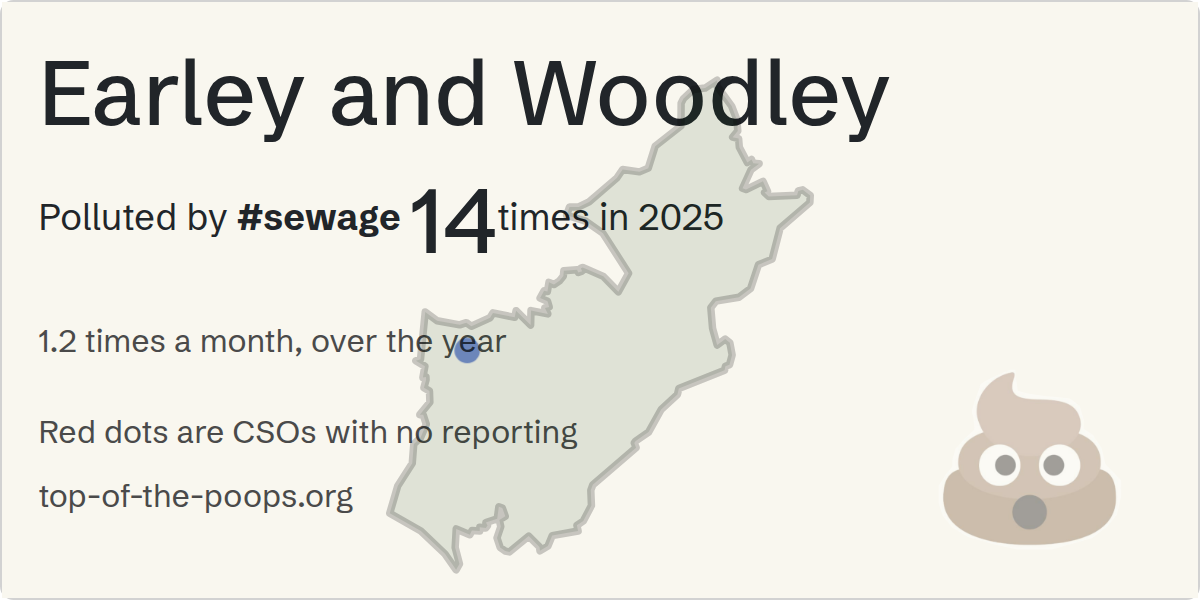 Sewage pollution map of Earley and Woodley