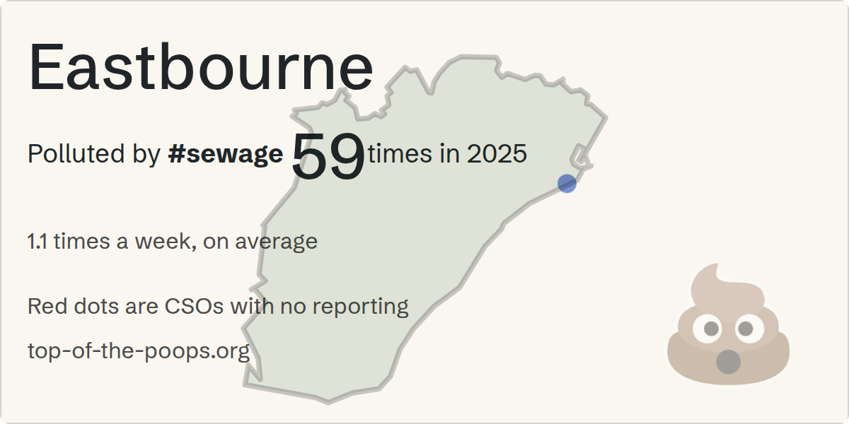 Sewage pollution map of Eastbourne, the constituency containing the GRANVILLE ROAD EASTBOURNE CSO - 108241 storm overflow