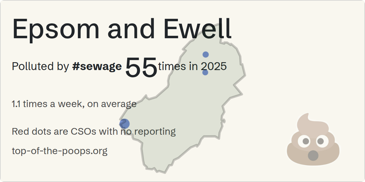 Sewage pollution map of Epsom and Ewell