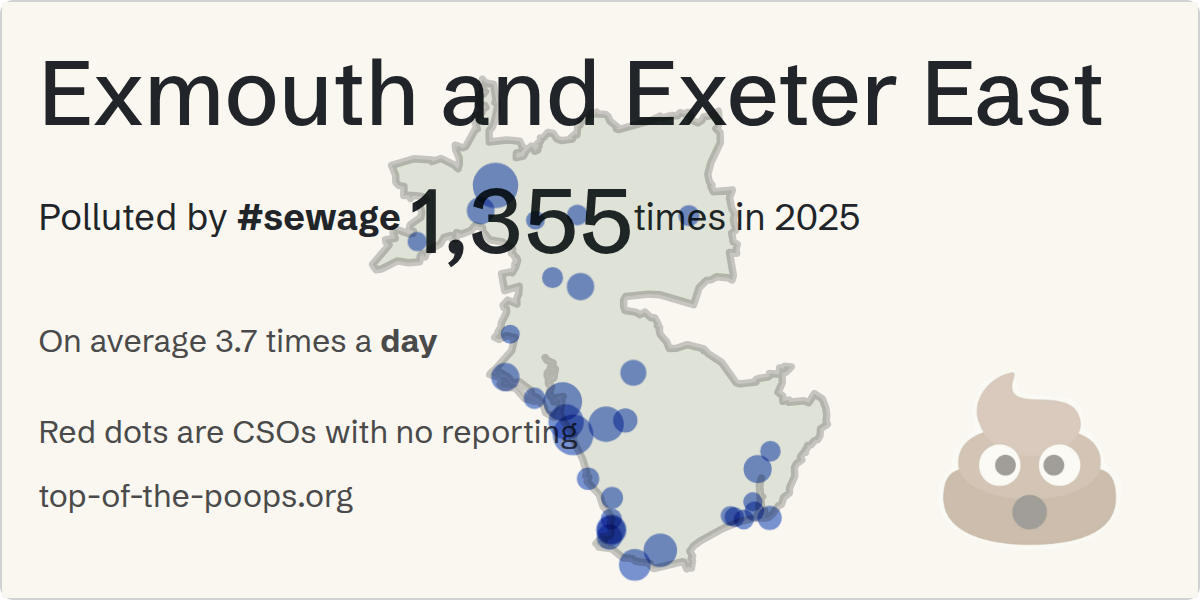 Sewage pollution map of Exmouth and Exeter East, the constituency containing the MONKERTON SPS_PSCSOEO_EXETER storm overflow