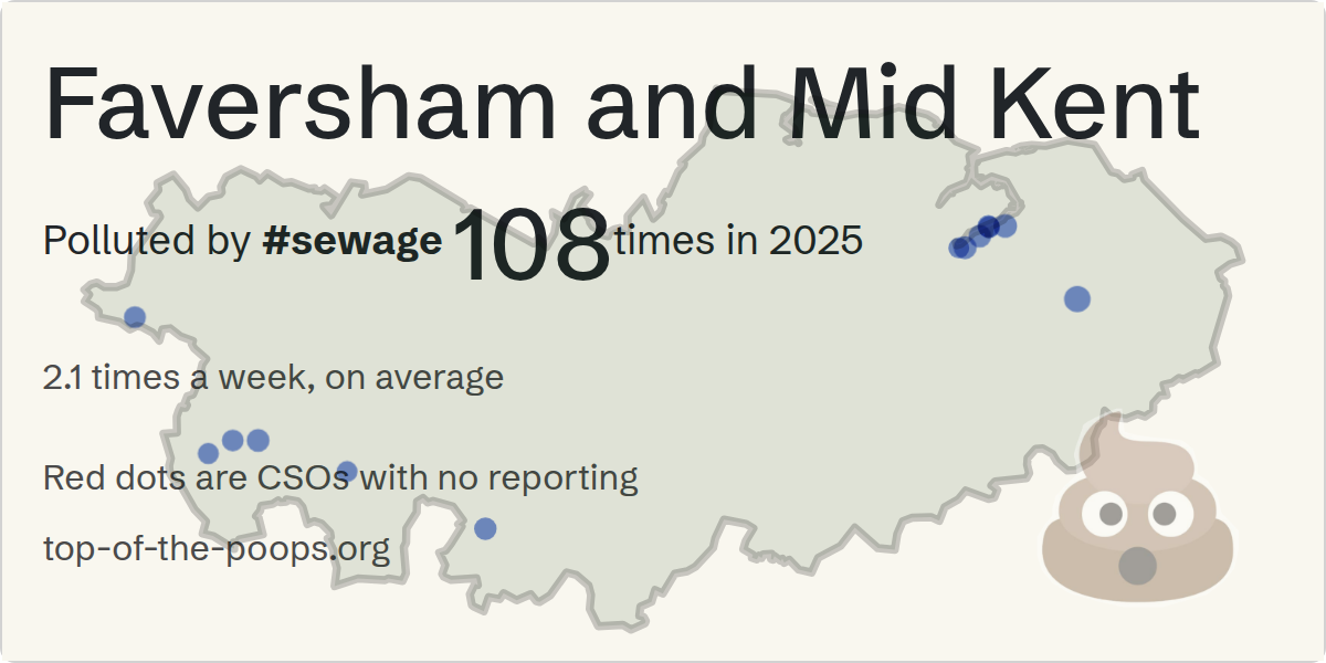 Sewage pollution map of Faversham and Mid Kent, the constituency containing the LENHAM SSO - 115820 storm overflow