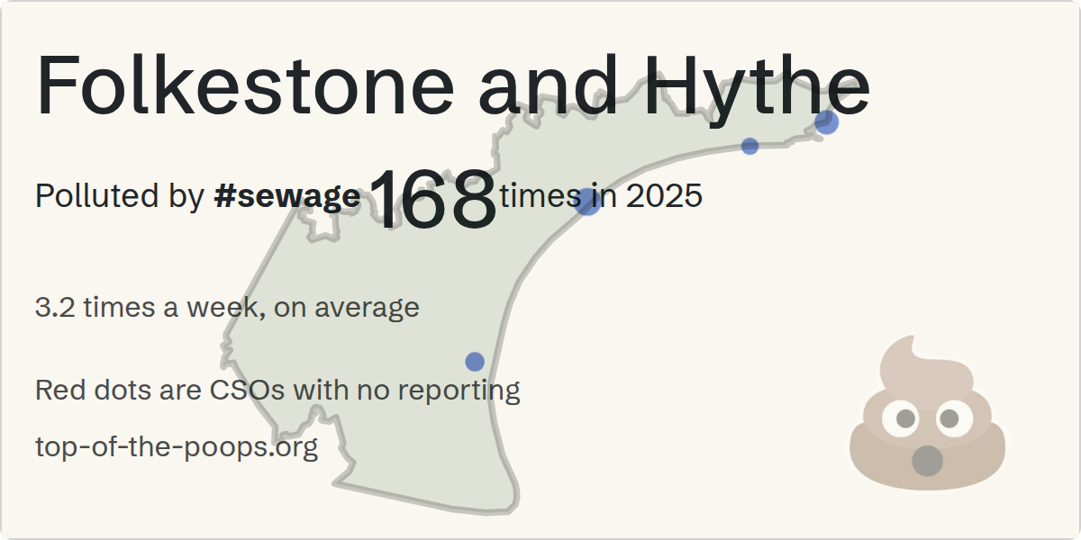Sewage pollution map of Folkestone and Hythe, the constituency containing the SANDGATE ROAD SEABROOK CEO - 108721 storm overflow
