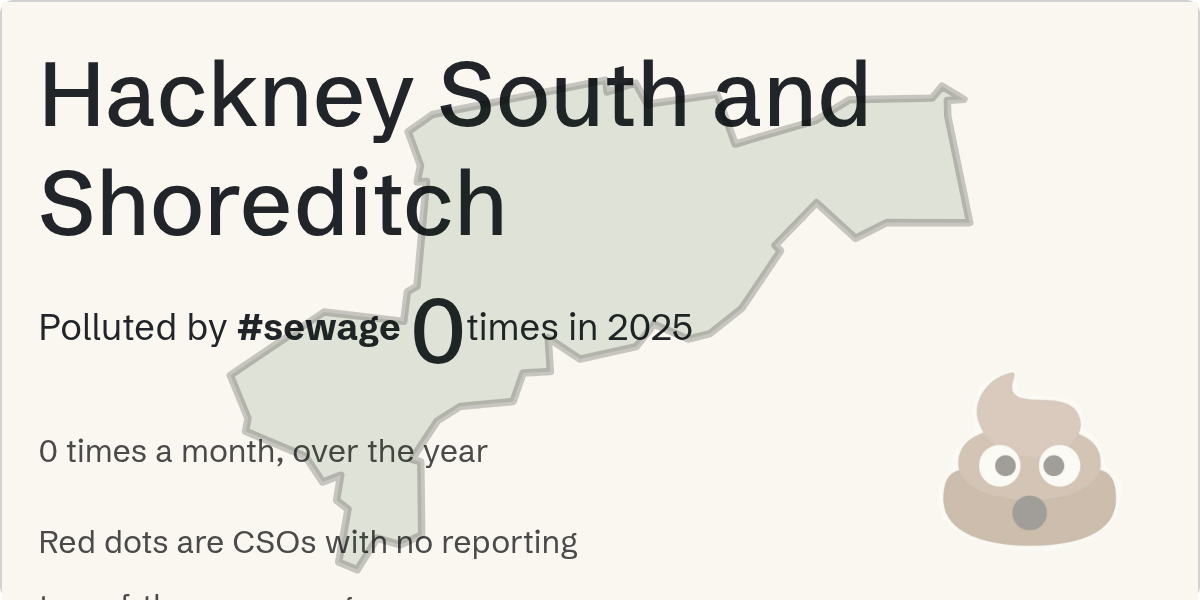 Sewage pollution map of Hackney South and Shoreditch