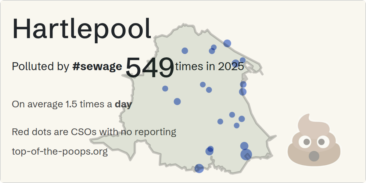 Sewage pollution map of Hartlepool, the constituency containing the Unknown storm overflow