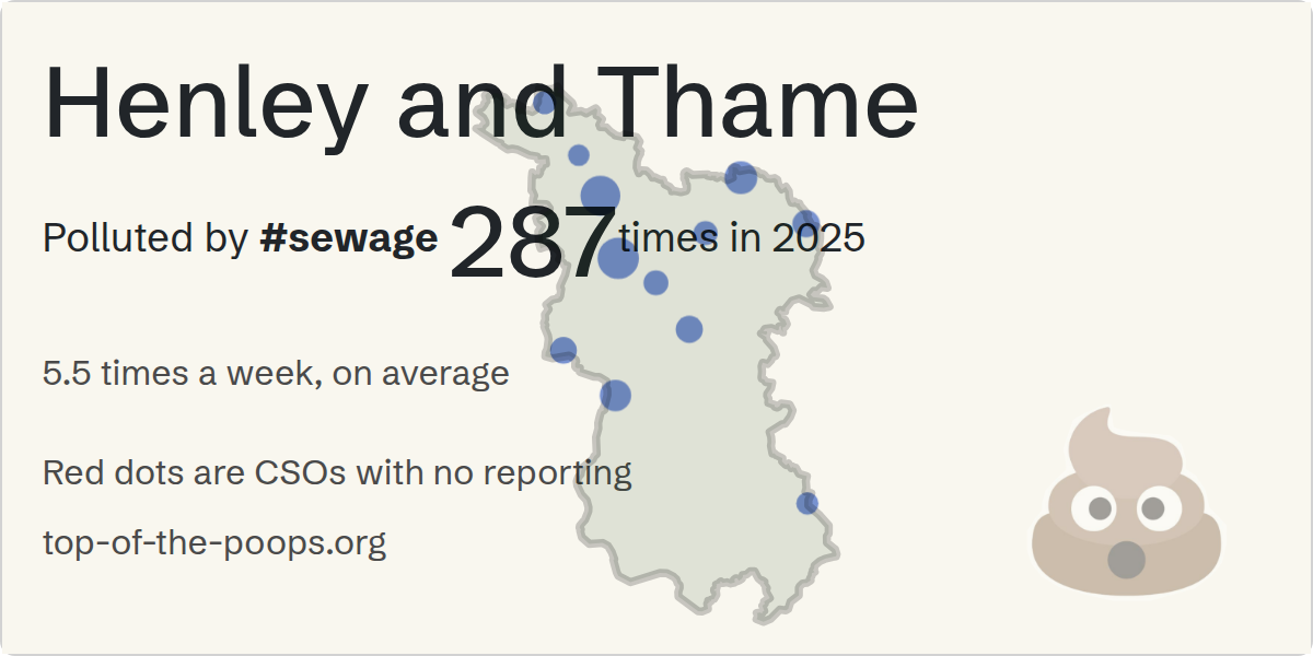 Sewage pollution map of Henley and Thame, the constituency containing the Caversham (Reading) SPS storm overflow