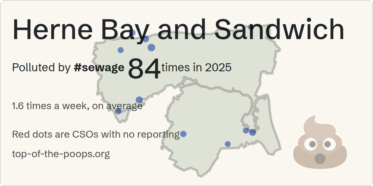 Sewage pollution map of Herne Bay and Sandwich, the constituency containing the Unknown storm overflow