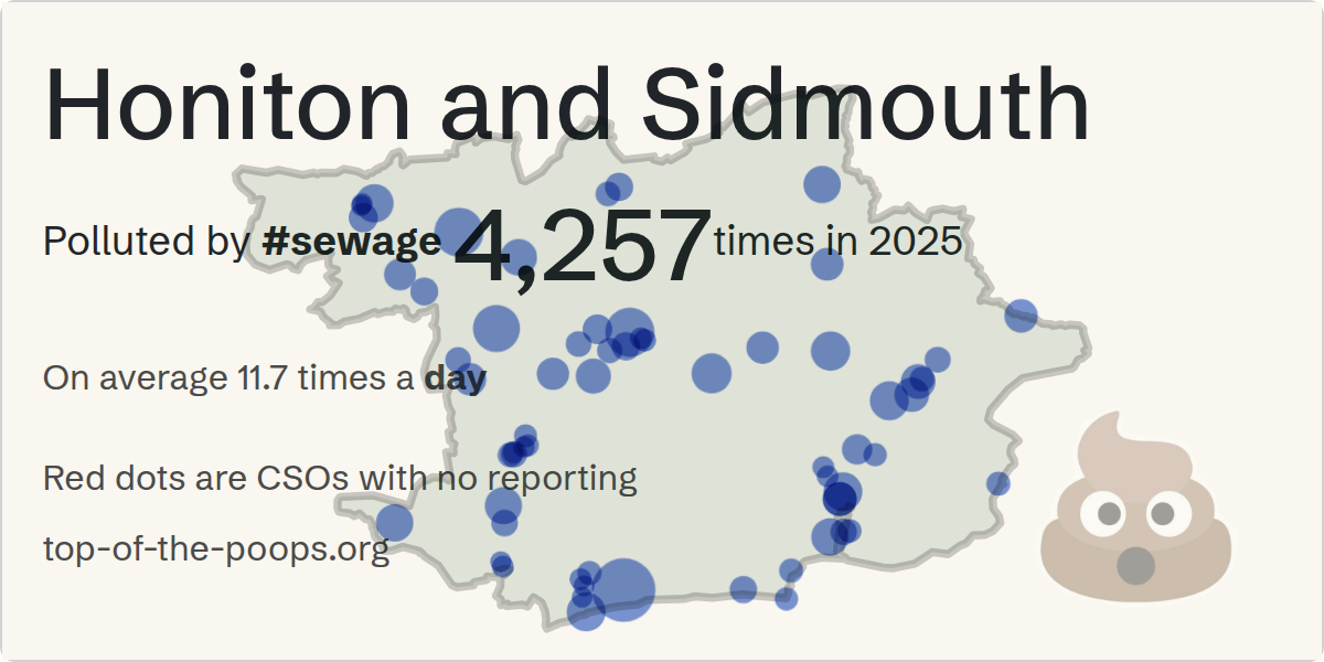 Sewage pollution map of Honiton and Sidmouth, the constituency containing the WILLOWDALE CLOSE SPS_PSCSOEO_HONITON storm overflow