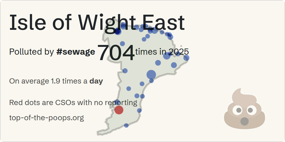 Sewage pollution map of Isle of Wight East, the constituency containing the KITE HILL WOOTTON CEO - 108531 storm overflow