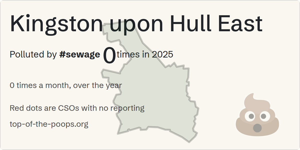 Sewage pollution map of Kingston upon Hull East, the constituency containing the HULL/STW storm overflow