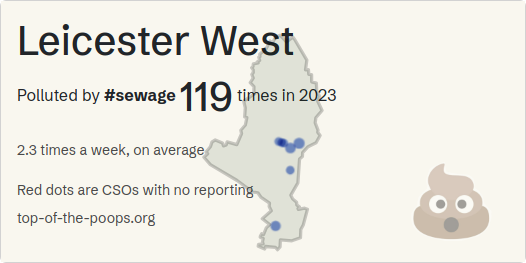 Top of the Poops Constituency Leicester West Polluted by Severn