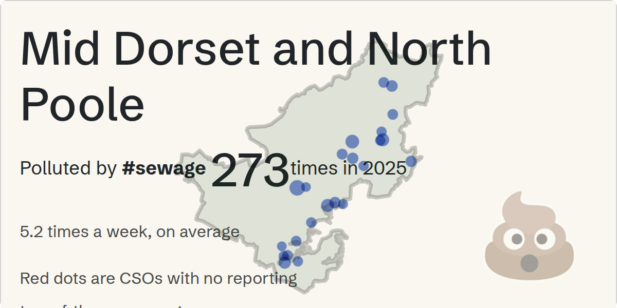 Sewage pollution map of Mid Dorset and North Poole, the constituency containing the WAREHAM SOUTH EAST storm overflow