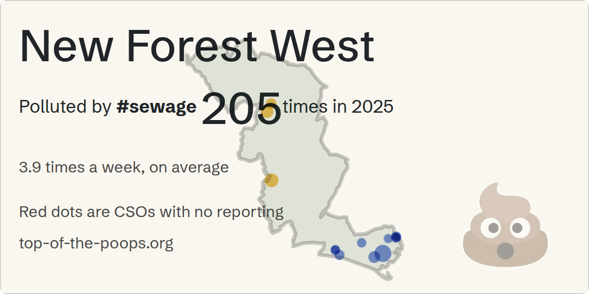 Sewage pollution map of New Forest West, the constituency containing the SKY END LANE HORDLE CSO - 110232 storm overflow
